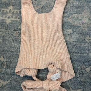 Pink Knit Sleeveless Top Ties in Back